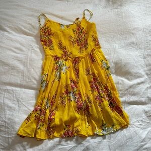 Lulus Fairytale Bliss Yellow Floral Print Skater Dress